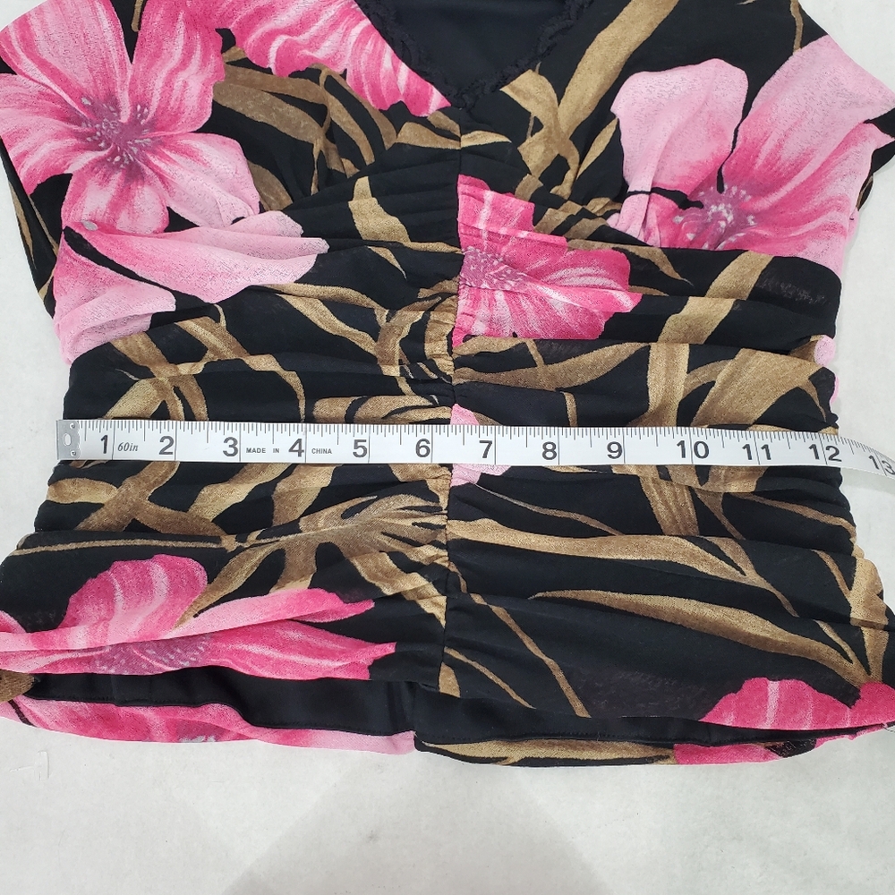 Cache Black Floral Two-Piece Skirt Set with Pink & Brown Print - Picture 14 of 16